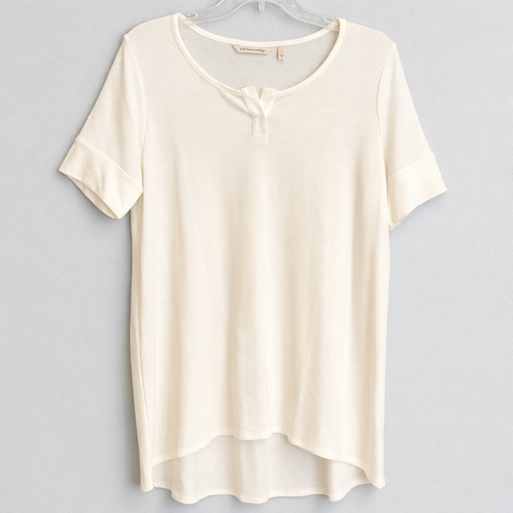 Soft Surroundings Ivory White Henley Style Blouse Top Size Large